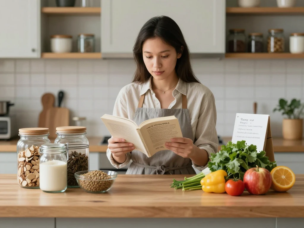 Stylized pantry shelves with jars and containers